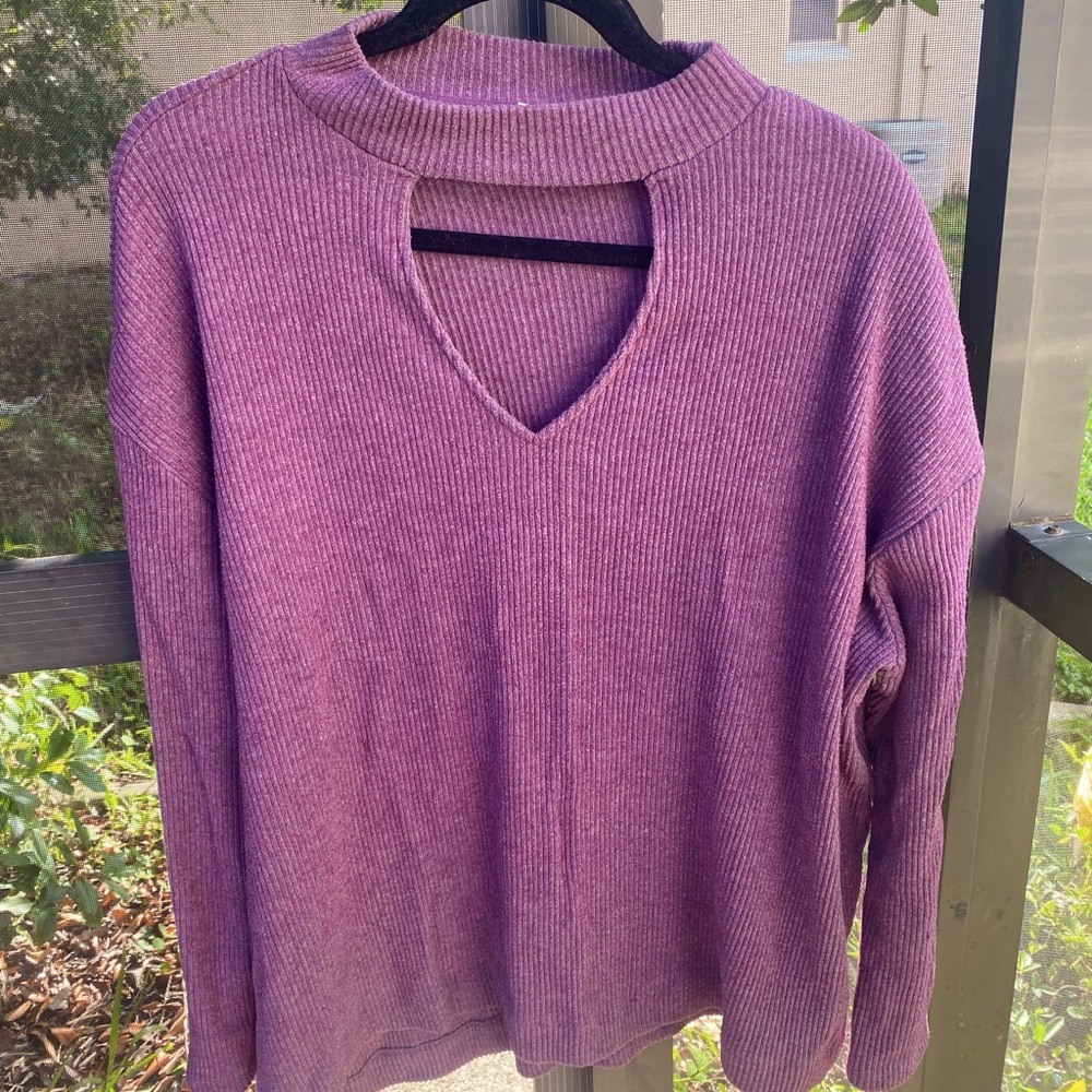 V shape cut out sweater top 2X